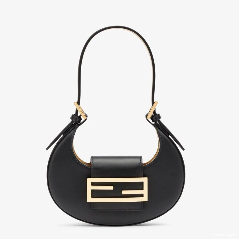 HOT Calf Bag Cookie Black Hobo Leather Mini In Fendi 0712